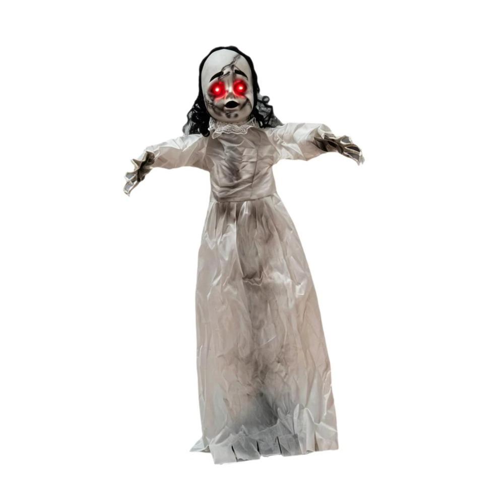 White Clothes Swing Hanging Ghost Halloween Decoration Sound Activated Haunted House Prop Yard