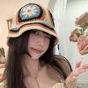 Европейский и американский стиль цветная модная вязаная шляпа-ведро женская весна и осень универсальная интернет-знаменитость вязаная шляпа цветочная шляпа-ведро