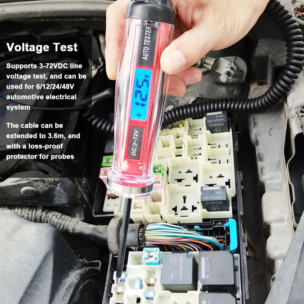 Электрическая тестовая ручка, биполярный тестер автомобильной проводки, цифровой ЖК-дисплей, автомобильный тестер мощности, 372 В, автомобиль