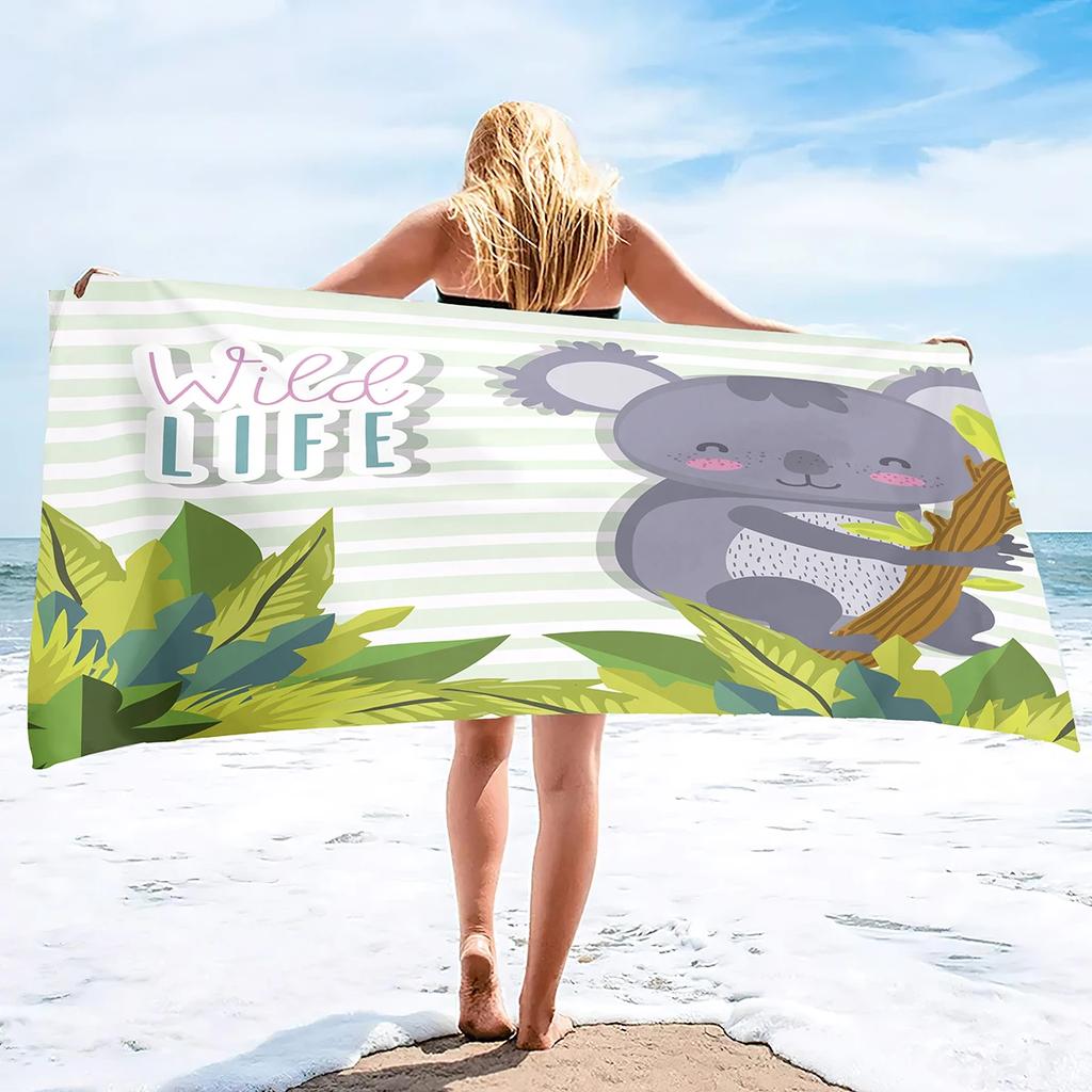 Cute Koala Print Beach Towel - Super Soft Absorbent Towel for Animal Lovers,Fun and Adorable Design for Everyday Use and Comfort