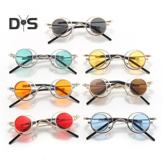 Круглые солнцезащитные очки с откидной оправой, маленькие круглые поляризованные очки для мужчин и женщин, ретро-панк, солнцезащитные очки UV400 для вечеринки в стиле рейв