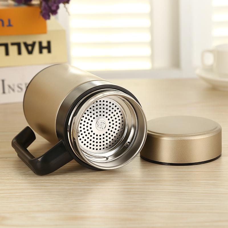 Stainless Steel Thermos Cup Gift Men'S Business Office Cup With Handle Filter Tea Cup