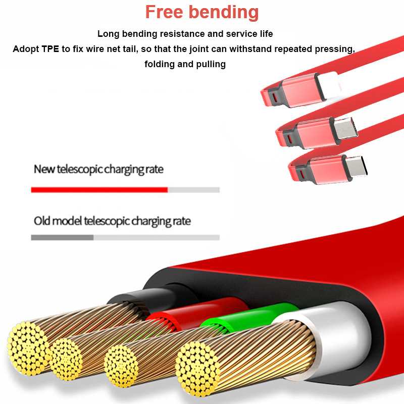3 в 1 USB-кабель для быстрой зарядки Кабель USB Type C для iPhone Samsung Huawei Xiaomi Micro USB Lightning Cable Зарядное устройство