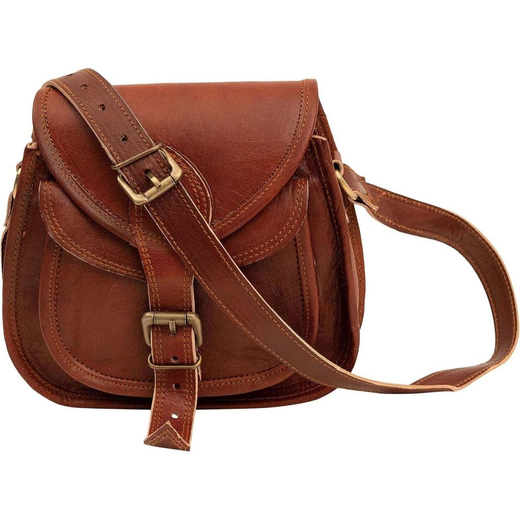 Women's Real Leather Shoulder Genuine Brown Satchel Sling Messenger Bag