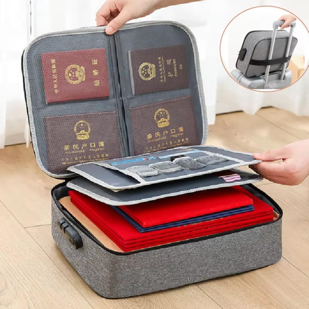 Large Capacity Multi-layer Family Document Bag with Password Travel Storage Case  Passport