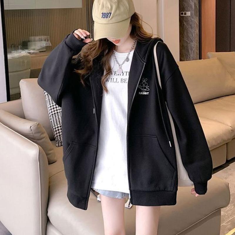 New Spring and Autumn Season Fashion Simple and Lazy Style Loose and Versatile Long Sleeve Hooded Lace Up Sweater Coat