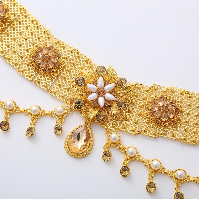 Ретро-ожерелье с кисточками из стразов, двухслойное, на талию и голову, в стиле бохо для танцев