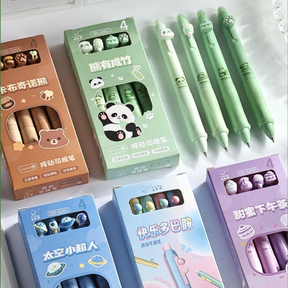 4 шт./кор. 0,5 мм черная/синяя стираемая ручка-ручка с нажимным типом нейтральная ручка для письма школьный офис