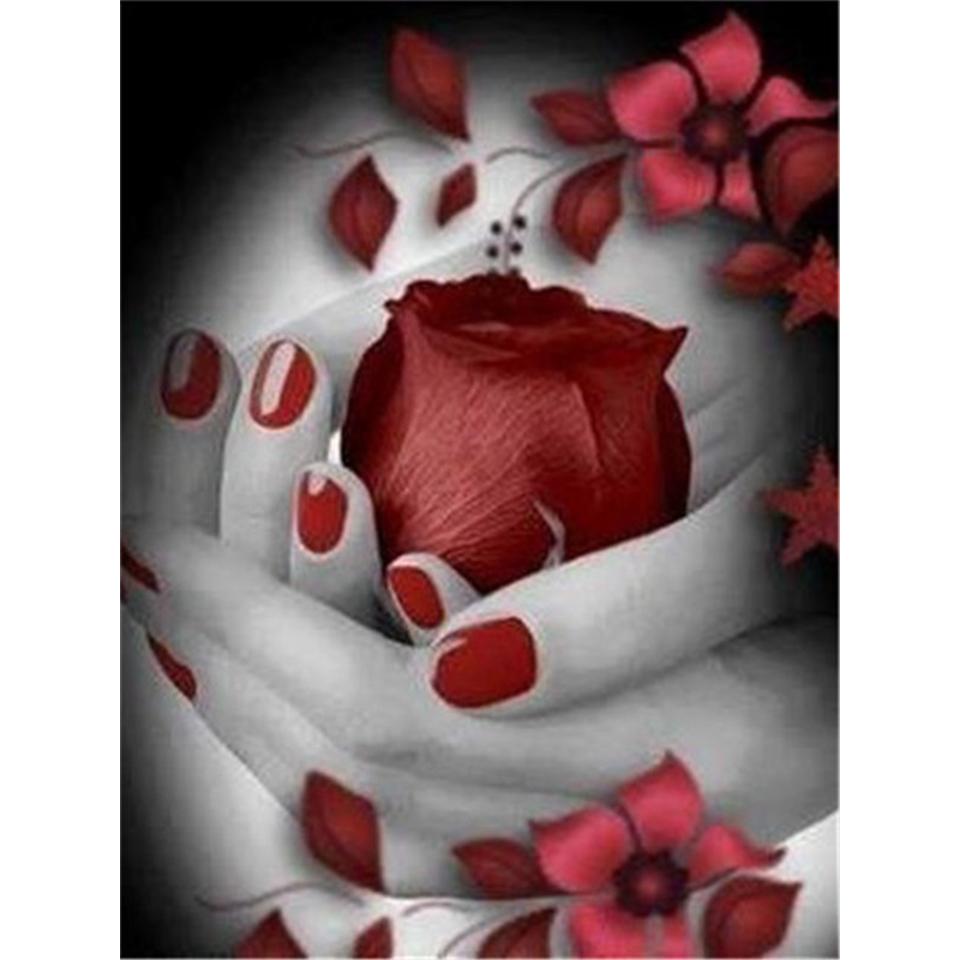 Diamond 5d Painting Diy Beauty Rose Full Round Diamond Embroidery Cross Stitch Kit Mosaic Rhinestone Picture Decoration Gift
