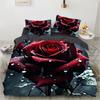 Red Rose Duvet Cover Set 3D Floral Bedding Set 3D Blossom Flowers Quilt Cover Pillowcases King/Queen Size
