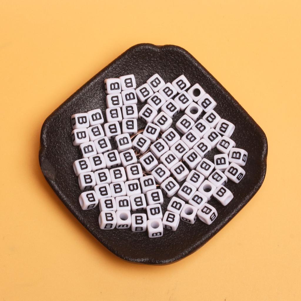 White Black Pendants Handcrafts Beading Material DIY 26 Letters Beads Bracelets Phone Chain 5.5mm Acrylic Big Hole Necklace DIY Jewelry Accessories