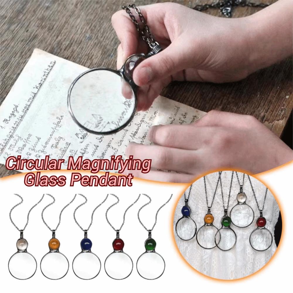 Metal Circular Magnifying Glass Pendant Reading Amplifier Sweater Chain Pendant Mother's Day Gift