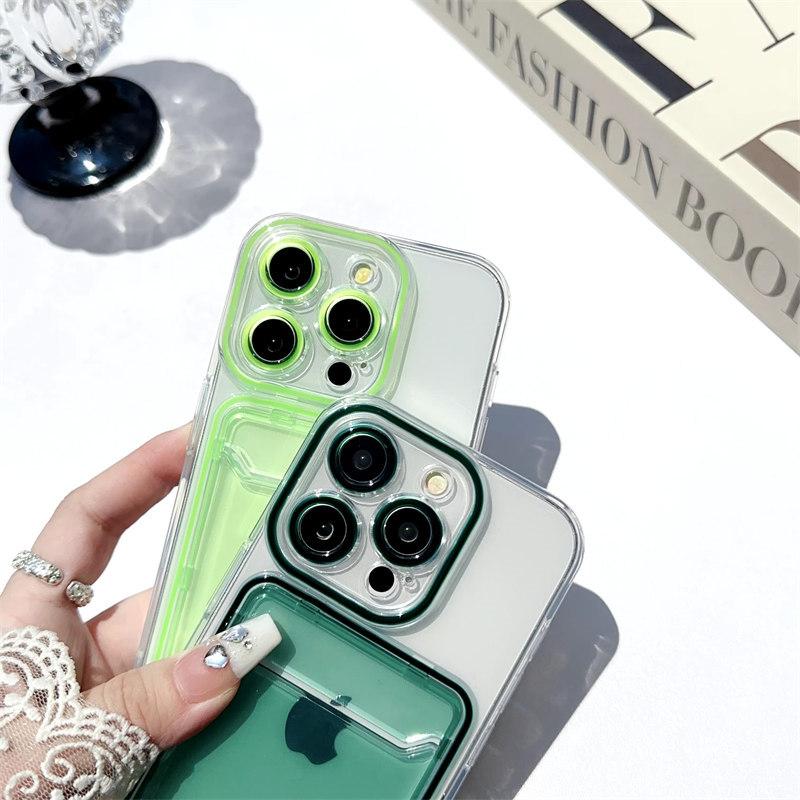 Роскошный кошелек-картхолдер, прозрачный чехол для iPhone17 16 15 14 Plus 13 12 11 Pro Max, отделение для фото, мягкий силиконовый противоударный чехол