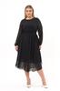 Women's Crew Neck Long Sleeve Detailed Midi Length Chiffon Dress 4466/120