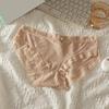 Women Panties Seamless Lace Bow Decor Soft Solid Color Elastic Thin High Waist Quick-drying Breathable Anti-septic Lady Underpan