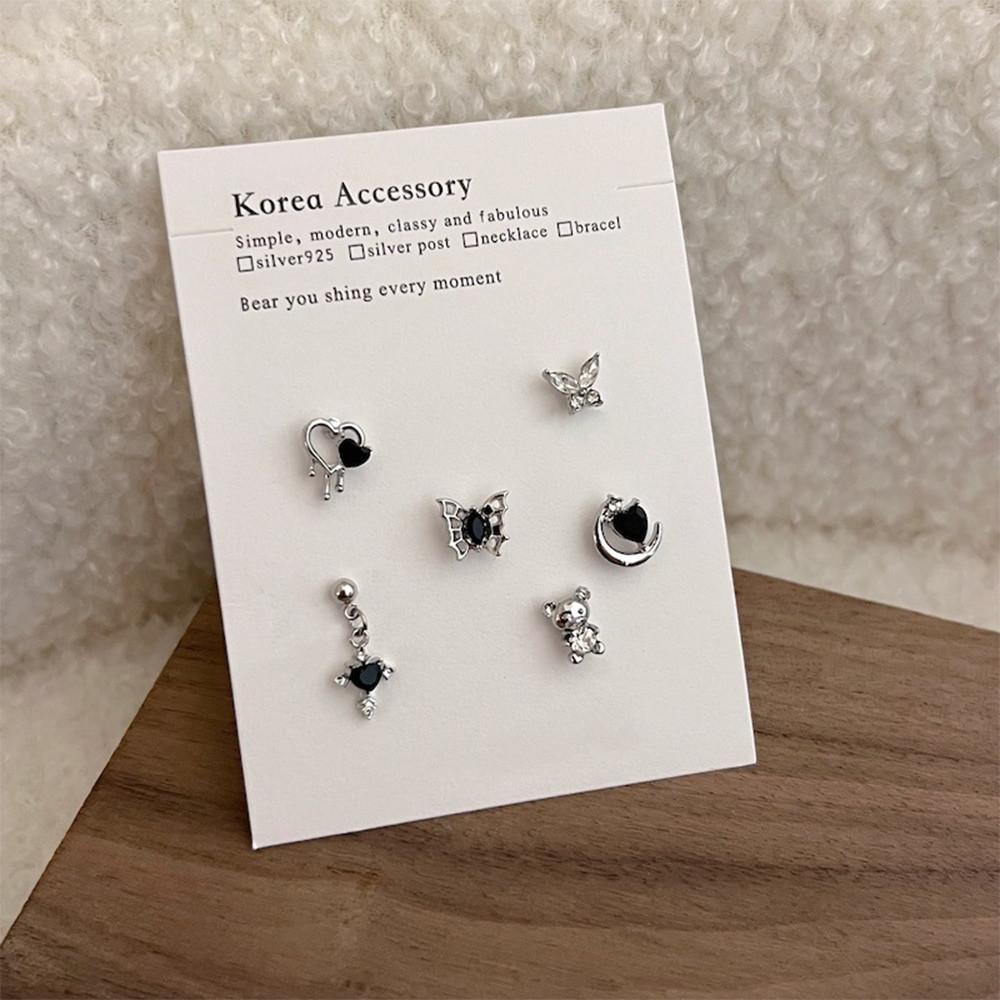 iF ME Корейские серьги-бабочки в форме сердца для женщин, комплект сережек для пирсинга в виде хрустальной звезды, модные аксессуары, ювелирные изделия