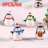 4pcs Mini Resin Penguin Micro World Landscape Bonsai Ornaments Xmas Penguin Home Garden Decoration