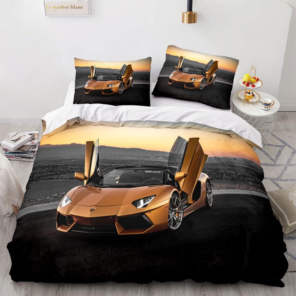 Sport Racing Car Duvet Cover Set Blue Race Car Bedding Set Full Size Boys Blue Flame Extreme Speed Sports Car Comforter Cover