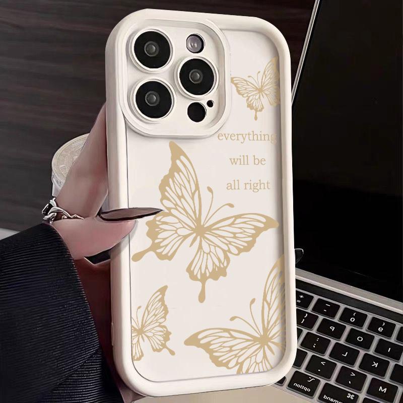 INS Retro Butterfly TPU Phone Case For iPhone 16 Pro 15 14 Plus 13 12 11 Pro Max Plus XS X XR 8 7 Shockproof Soft Bumper Back Cases Cover