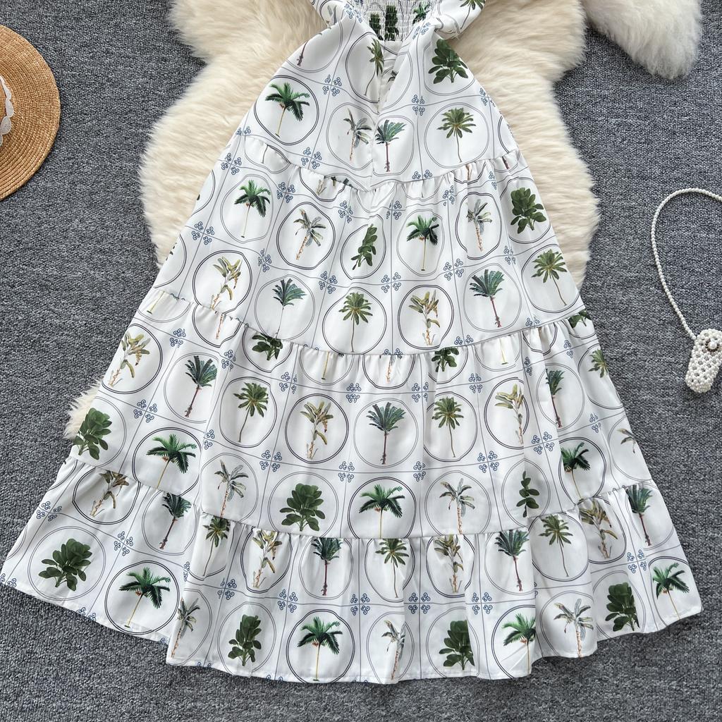 Летние женские халтер с открытой спиной и принтом, длинные макси-платья с большим качелями и шикарными платьями