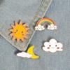 Cartoon Sun Moon Cloud Rainbow Enamel Brooch Pin Bag Collar Lapel Badge Jewelry