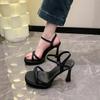 Мода 2024 Новые Роскошные Дизайнерские Летние Женские Сандалии Модные Элегантные Туфли с Узкими Ремнями Женские Уличные Вечерние Платье Сандалии на Высоком Каблуке