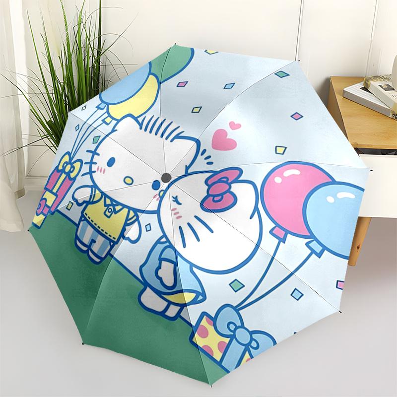 1pc Hello Kitty Automatic Opening/Closing Umbrella with Convenient Three-Fold Design, 8-Bone Iron Frame Outdoor Umbrella - Perfect Gift for Fans, Trav