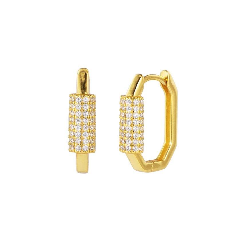 925 Sterling Silver Geometric Zircon Hoop Earrings Simple Luxury Handmade Earrings Dropshipping Wholesale