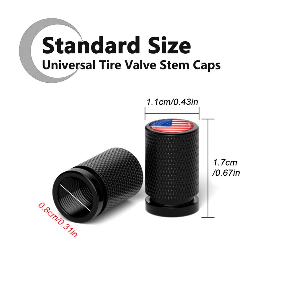 4Pcs America National Flag Car Valve Stem Caps, Universal Tire Valve Stem Caps for Cars, SUVs, Bike, Bicycle, Trucks,Motorcycles