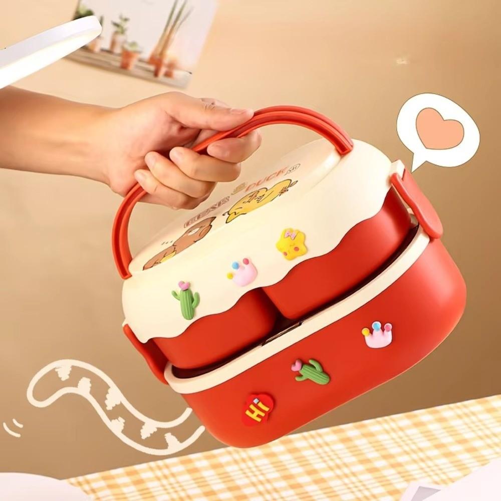 1600ml Cartoon Double Layer Lunch Box Leakproof Food Box Food Warmer Container  School Office Lunch