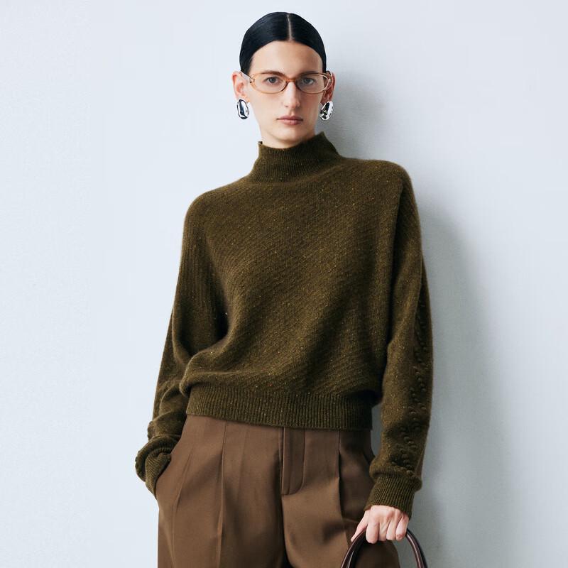 PALUOPO Women's Semi-High Collar Cashmere Blend Sweater