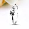 Vintage Thai Silver Rose Ring 925 Silver Plated Engagement Ring for Women Elegant Hand Jewelry