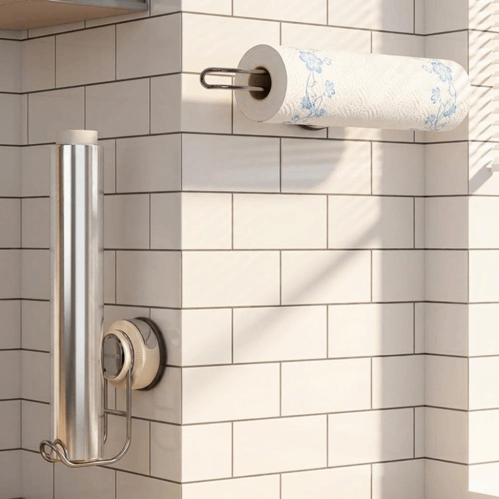 Stainless Steel Cling Film Storage Rack Wall Mounted Toilet Paper Holder Roll Paper Holder Cabinet