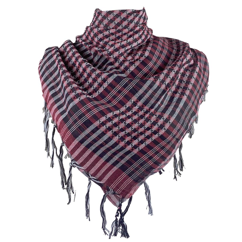 Shemagh Desert Scarf Colorblock Houndstooth Pattern Arab Keffiyeh Shawl Wrap with Tassels Scarves Bandana Head Wraps