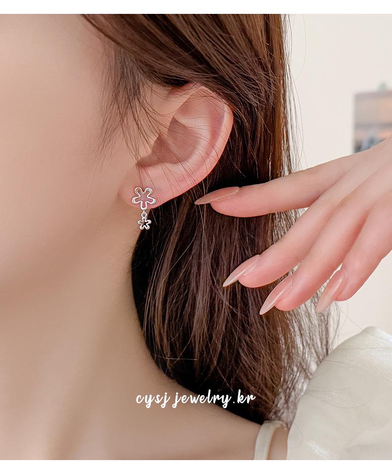 Серьги-гвоздики Cui Yan из стерлингового серебра S925 в корейском стиле с цветочным узором - Модный, простой дизайн подвески для женщин