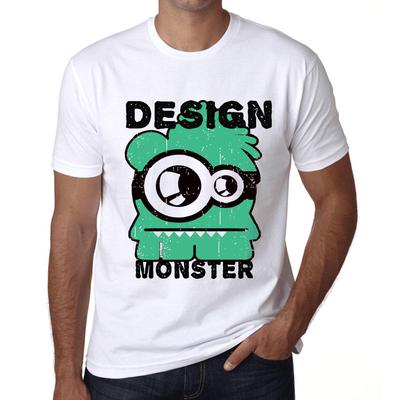Мужская винтажная футболка с графическим дизайном Monster White
