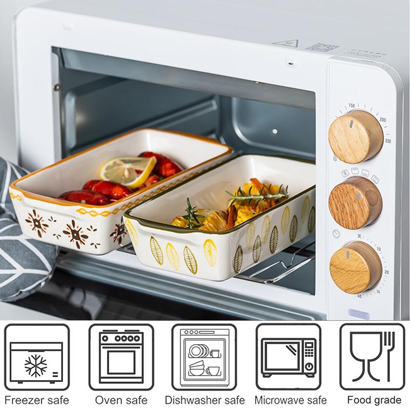 Цветы Прямоугольная Овальная Форма для Выпечки с Ручкой Керамическое Блюдо для Выпечки Жаровня для Лазаньи Кухонная Салатница Сырная Форма для Запекания