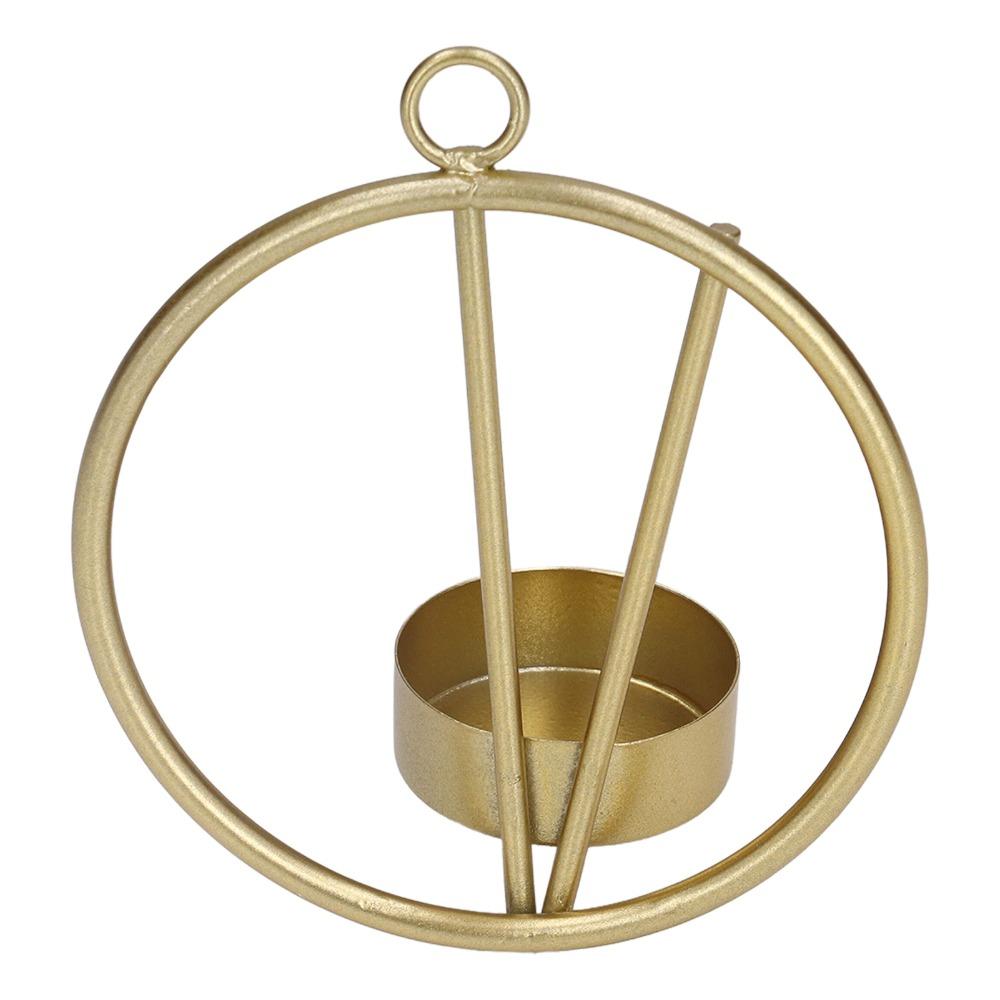 2pcs Wall Mounted Round Metal Candle Holder Golden Geometric Candle Sconce Bedroom Wall Decor
