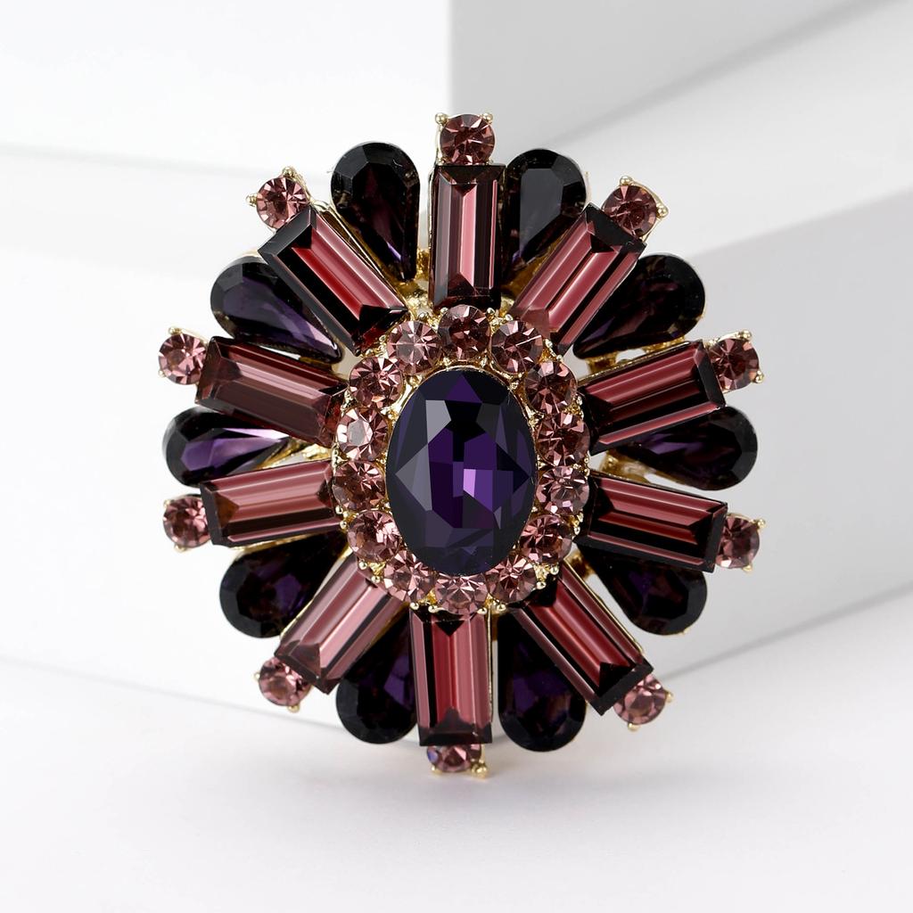 Стильная винтажная брошь в виде цветка из кристаллов, роскошная простая брошь для женского костюма и платья