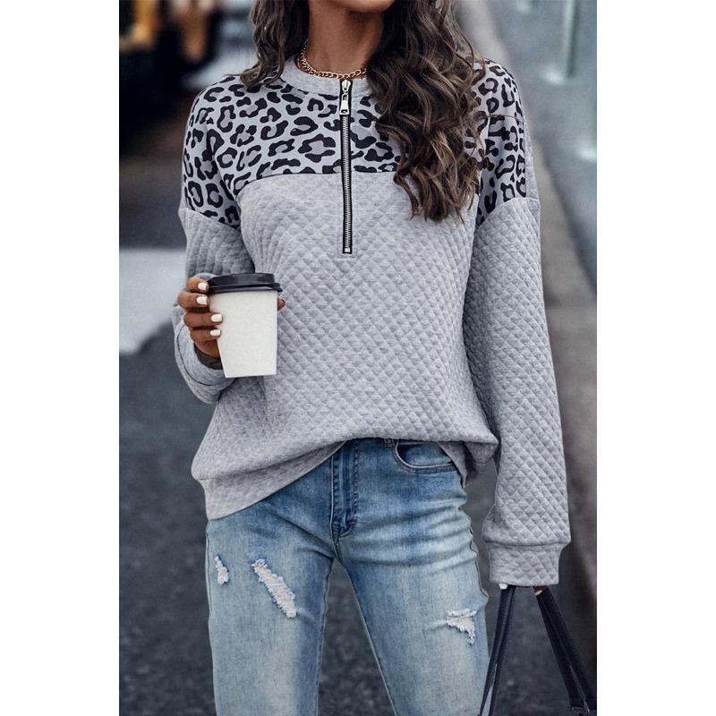 Осенне-зимняя леопардовая толстовка с капюшоном на молнии для женщин, повседневная теплая толстовка с капюшоном, длинный рукав
