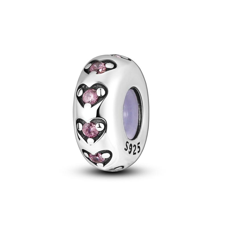 925 Silver Charms Silicone Spacer Beads Fit Bangle Bracelet DIY Gift For Women Jewelry Making