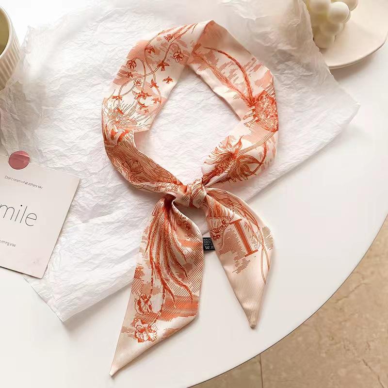 Маленький белый и нежно-зеленый шелковый шарф для женщин, тонкая лента, повязка на голову, резинка для волос, украшение для сумки, длинный