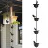 Birds On Cups Rain Chain for Rain Functional Decorative Replacement Downspout Chain for Outside Metal Rain Catcher