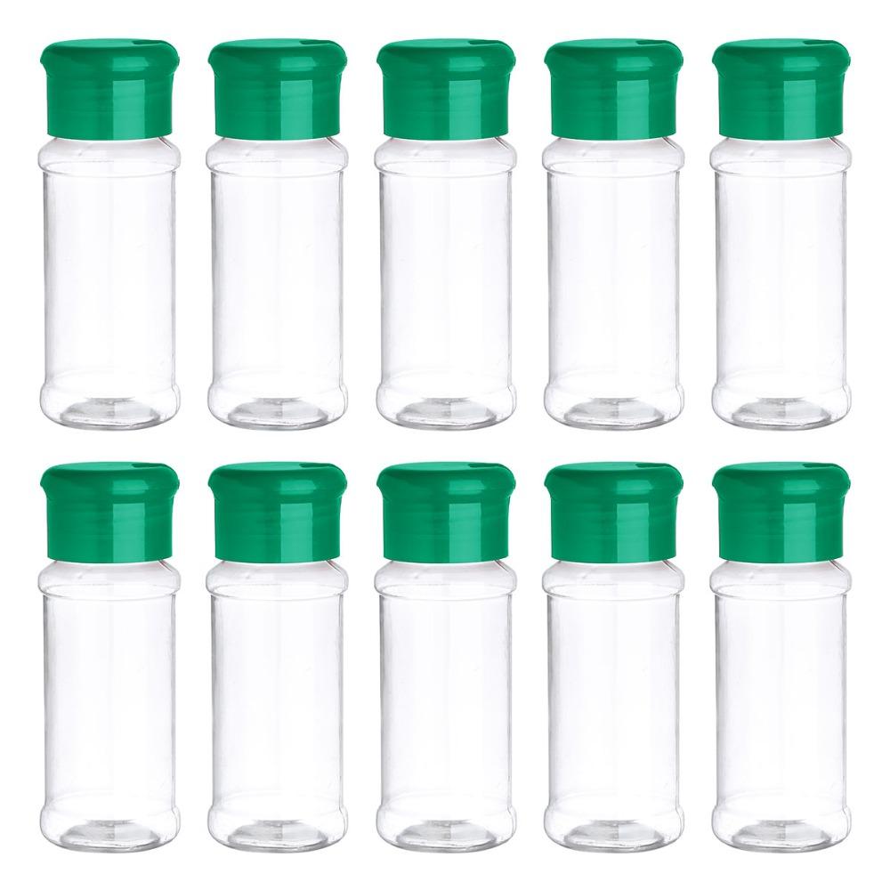 10Pcs Spice Jar Plastic Salt Pepper Seasoning Jar Kitchen Storing Container Barbecue Condiment Bottles Cruet with Sifter Lid