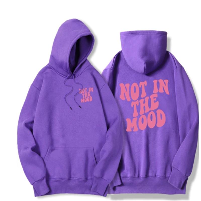Толстовка с капюшоном Not In The Mood Printed для мужчин Harajuku Fashion Quality Hoody Fleece Casual Soft Sweatshirt Autumn Oversize Sportswears