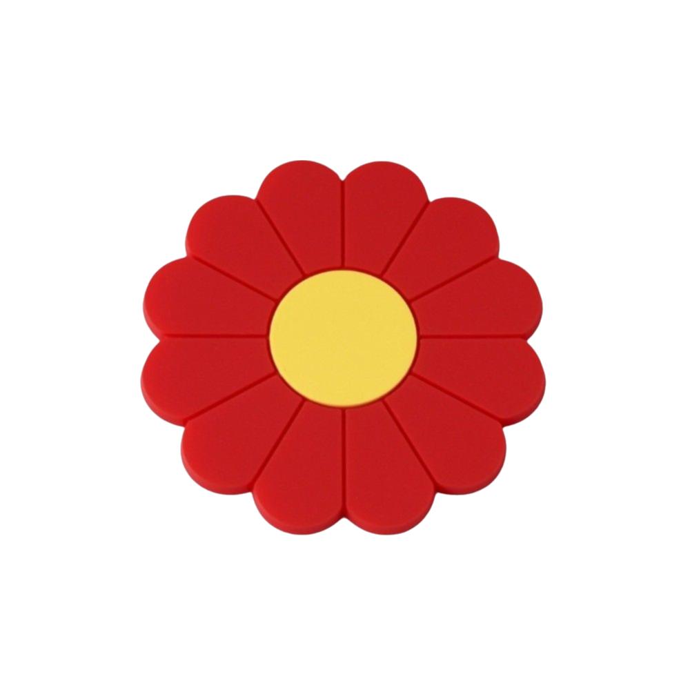 Flower Cup Holder Mat Heat-Resistant Silicone Cup Pad Round Daisy Car Storage Mat Car Interior