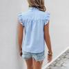 2026 Women's Summer Flutter Sleeve Striped Lace Trim Shirt