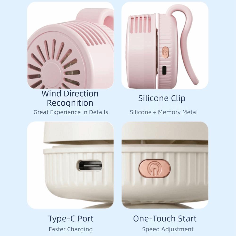 Compact Clip Fan Card-Holding Mini Fan Portable Handheld Fan  Waist Attachment