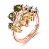 Luxury Geometric Drop-shaped Yellow-green Zirconia Stone Ladies Rose Gold Open Adjustable Ring Jewelry