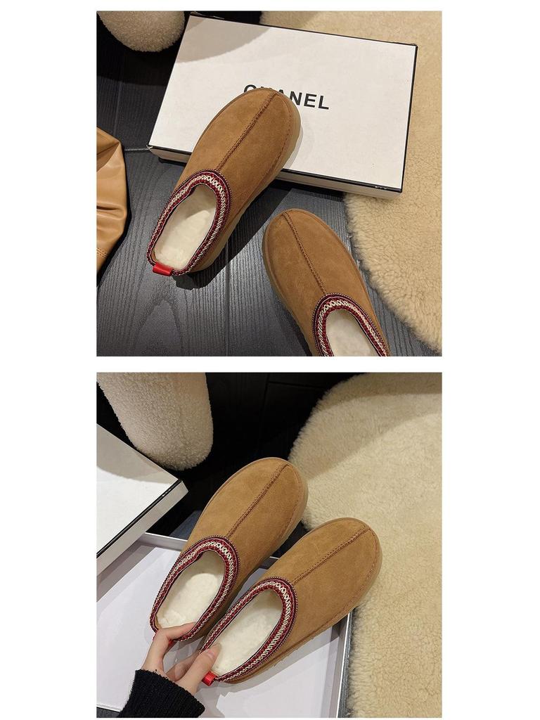 Warm and Stylish Wool Platform Loafers for Autumn and Winter Home Wear